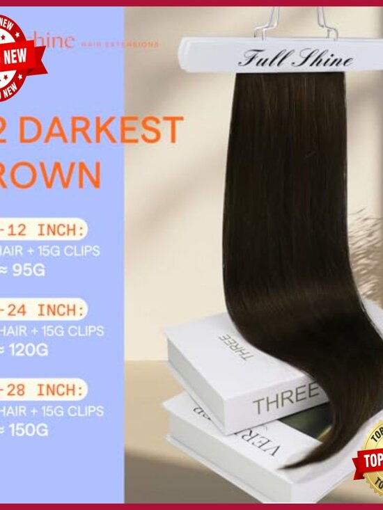 22 Inch Straight Human Hair Clip-In Extensions 7 Piece Set 120g